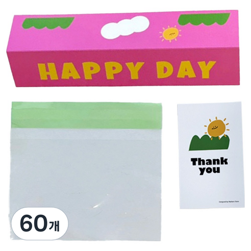 마커스스토어 알록달록 해피데이 헤더택 포장 대, 핑크, 60개