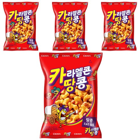 크라운 카라멜콘 땅콩, 46g, 4개
