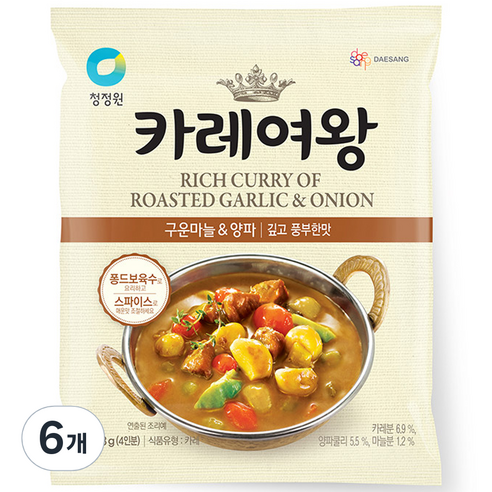 청정원 카레여왕 구운마늘&양파, 108g, 6개