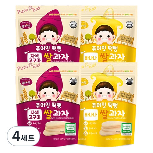 퓨어잇 자색고구마떡뻥 2p + 바나나떡뻥 2p, 자색고구마, 바나나, 4세트