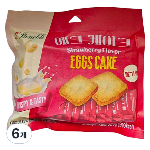 보노블 에그 케이크 쿠키 딸기맛, 200g, 6개