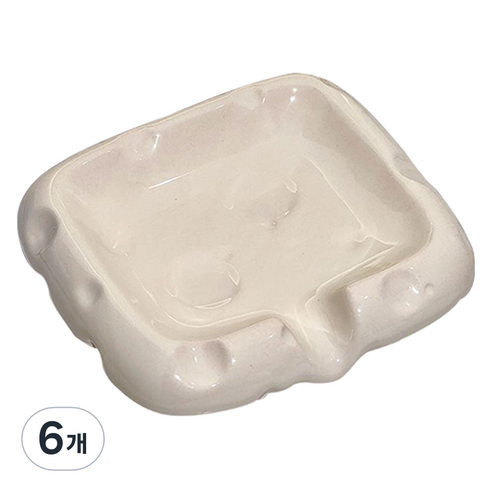 치즈 고급 도자기 비누 받침대, 크림치즈, 6개