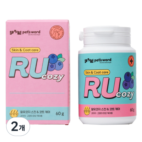 펫츠워드 반려동물 알유코지 케어 영양제, 2개, 피부/피모