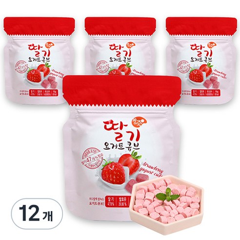 짱죽 요거트큐브, 딸기, 16g, 12개