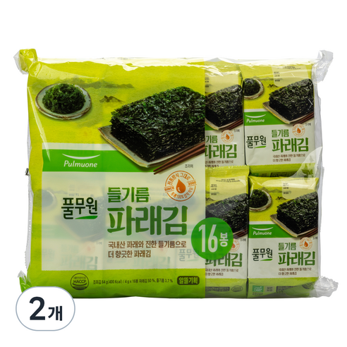 풀무원 들기름 파래김, 64g, 2개