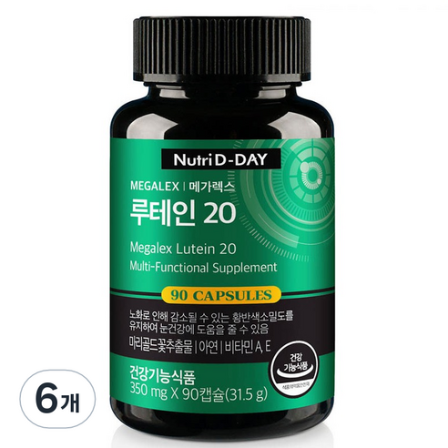 뉴트리디데이 메가 렉스 루테인 20 31.5g, 90정, 6개