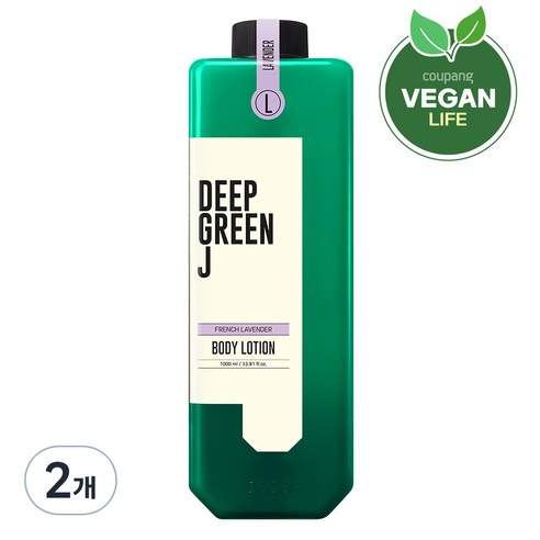 제이숲 딥그린제이 아로마 약산성 비건 바디로션 프렌치 라벤더, 1000ml, 2개