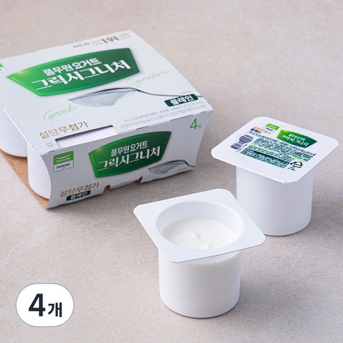 풀무원 다논 그릭 시그니처 플레인 요구르트 컵, 80g, 4개입, 4개