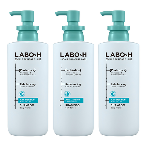 라보에이치 댄드 러프 클리닉 비듬 두피 각질 케어 약산성 샴푸, 400ml, 3개