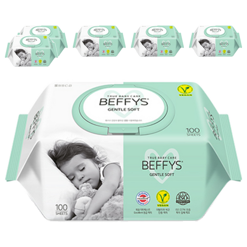 베피스 아동용 젠틀 소프트 물티슈 캡형, 60g, 100매, 6개