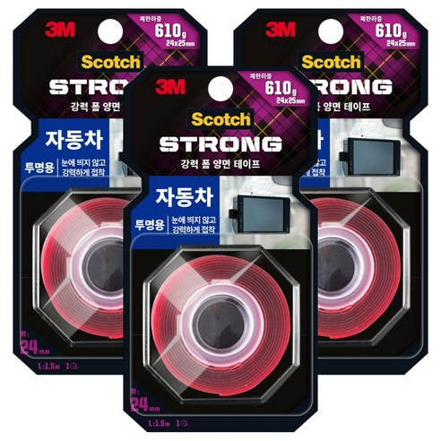 스카치 3M 자동차 투명용 폼 양면 테이프, 3개