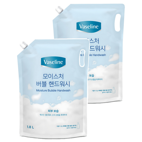 애경바세린 모이스처 버블 핸드워시, 1.8L, 2개