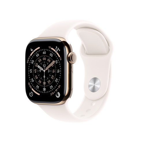 Apple 2025 애플워치 시리즈 11, 골드, 42mm, GPS+Cellular, 티타늄,골드/라이트 블러시 스포츠 밴드, S/M