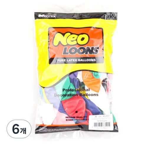 네오텍스 30cm 라운드풍선 50p, 스탠다드(혼합), 6개