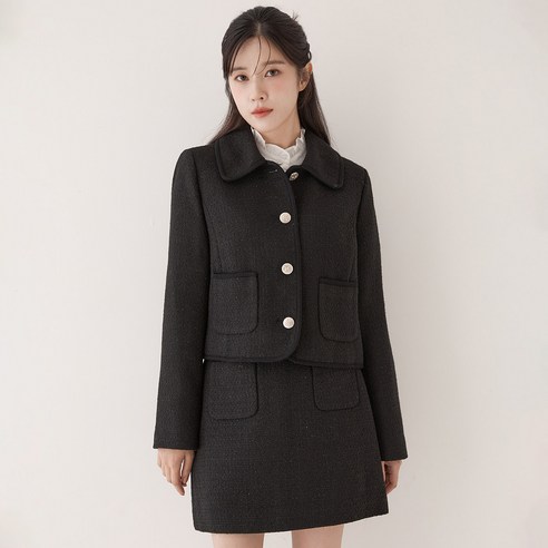 로엠 여성용 카라 트위드 자켓