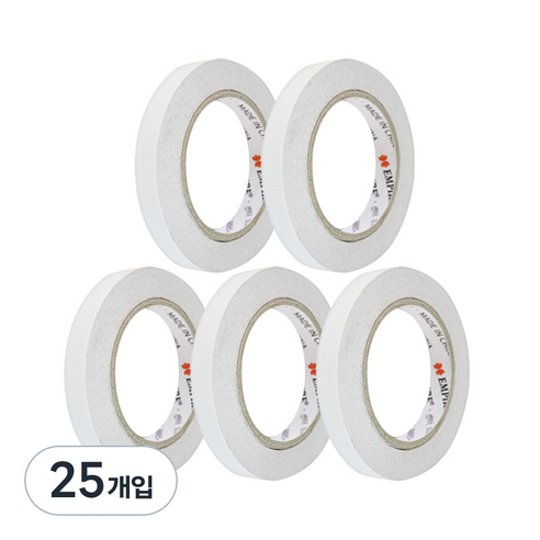 엠파이어 고점착 양면테이프 15mm x 30m, 화이트 반투명, 25개입