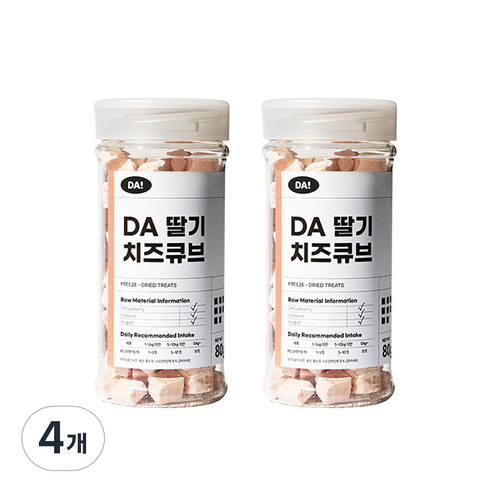 DA 반려동물 큐브 동결건조 간식 80g, 4개, 딸기