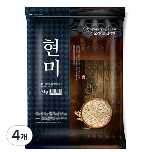 오리지널그레인 현미, 4개, 3kg