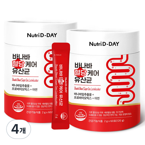 뉴트리디데이 바나바 혈당케어 유산균 60포, 120g, 4개