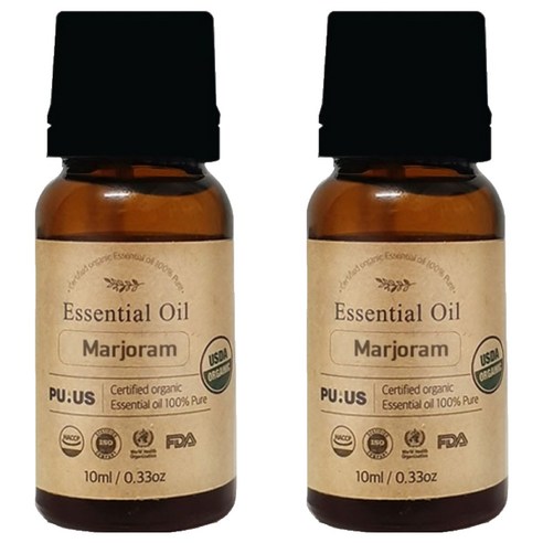 퓨어스 유기농 마조람오일, 10ml, 2개