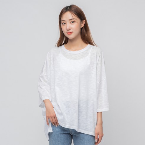 캐럿 여성용 오버핏 슬라브 면티셔츠
