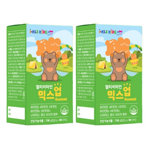 아이클키즈 유아용 믹스업 멀티비타민 구미 198g, 90정, 2개