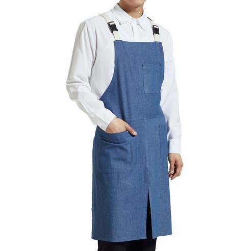 비더셰프 유니스토어 버클업 2 데님 앞치마 A-5, 블루(A-550-2), 1개