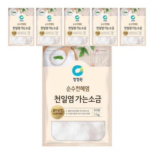 대상 청정원 천일염 가는 소금, 1kg, 6개