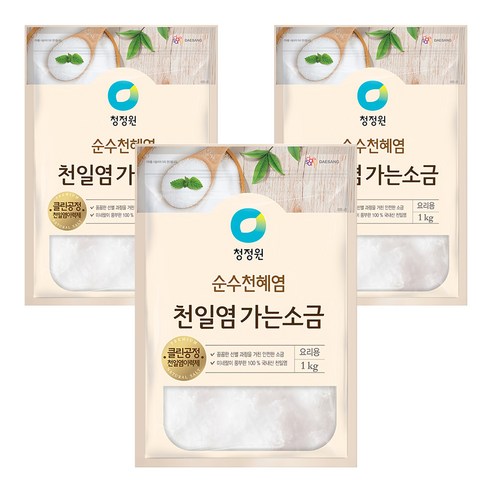 대상 청정원 천일염 가는 소금, 1kg, 3개