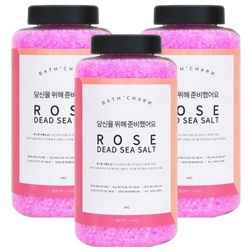 바스참 사해소금 로즈 용기형, 1kg, 3개