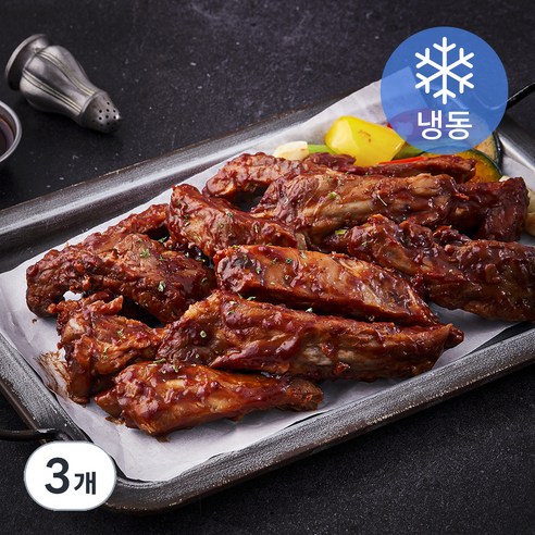 케이씨 슬라이스 폭립 쪽갈비 오리지널 (냉동), 1kg, 3개