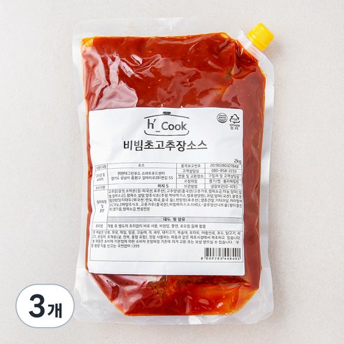 에이치쿡 비빔 초고추장 소스, 2kg, 3개