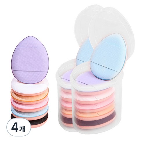 떼루와 초밀착 미니 물방울 에어 쿠션 퍼프 6p + 케이스, 4개, 랜덤발송