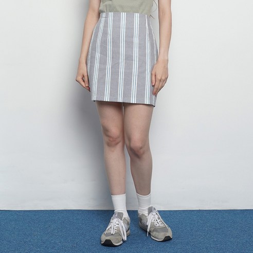 ABON W327 linen stripe mini skirts