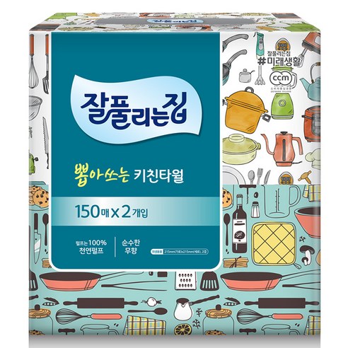 잘풀리는집 뽑아쓰는 키친타올 150매, 2개