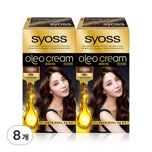 사이오스 올레오크림 4엔 염모제, 4N 리치 초콜릿, 8개