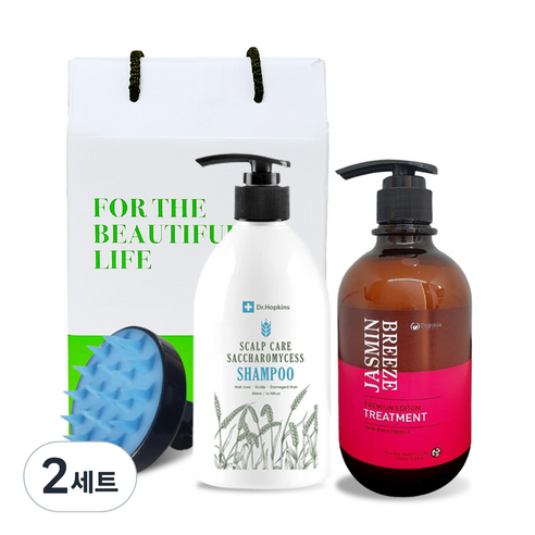 닥터홉킨스 샴푸 500ml + 포고니아 자스민 브리즈 트리트먼트 500ml + 두피 폼 헤어브러쉬 선물세트, 2세트