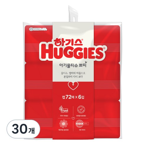하기스 레드 쁘띠 아기물티슈 캡형, 72개입, 30개