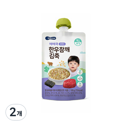 베베쿡 한우 참깨 김죽 실온이유식 후기 100g, 2개