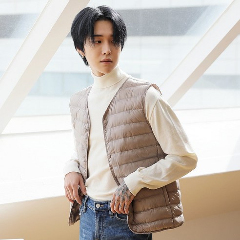 플레이즈 남성용 따뜻포근 경량 패딩조끼