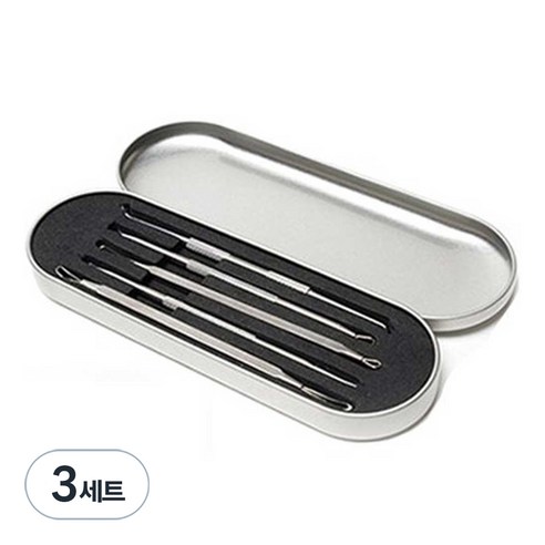 에이앤에스 재사용가능 수동식 의료용 큐렛 여드름압출기 피지제거기 세트, 3세트