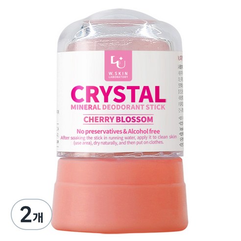 더블유피부연구소 크리스탈 데오드란트 체리블러섬, 45g, 2개