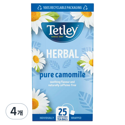 테틀리 카모마일 티백, 1.3g, 25개입, 4개