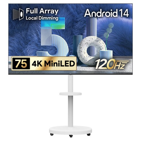 더함 4K UHD QLED 구글 5.0 이동식 120Hz 스마트TV 패키지, 191cm(75인치), UA751MINILED Google5.0 120Hz 2025C, 이동형 스탠드, 방문설치