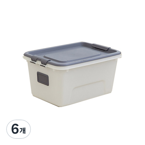 리빙숲 스퀘어 리빙박스 24L, 그레이, 6개