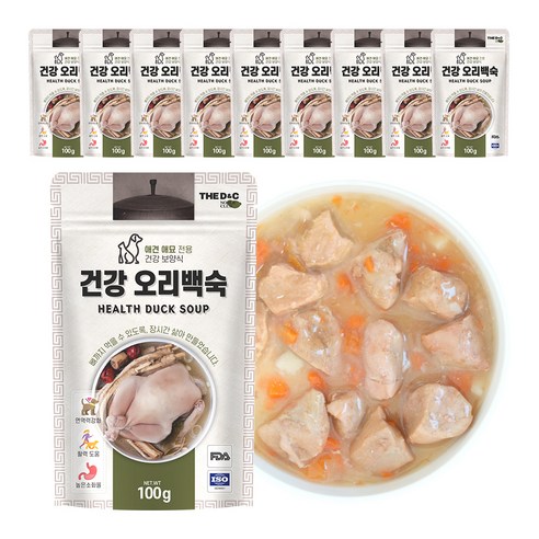 더독 반려동물 건강 보양식 파우치, 오리백숙, 100g, 10개