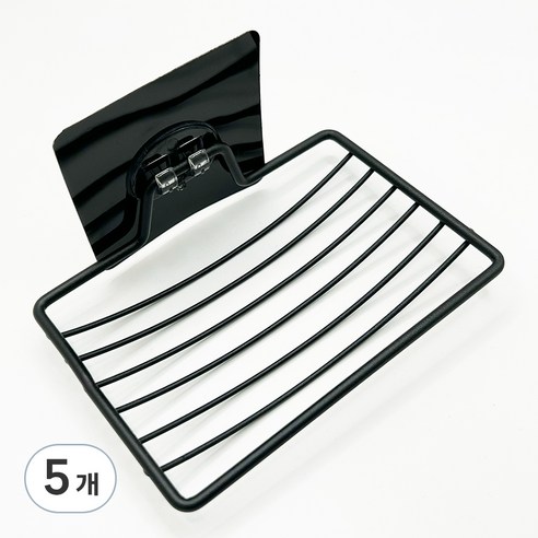 디엔오 부착식 무타공 물빠짐 비누 받침대, 블랙, 5개