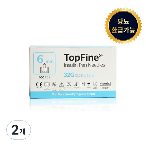 탑파인 펜니들 인슐린주사침 멸균 32G 6mm, 2개