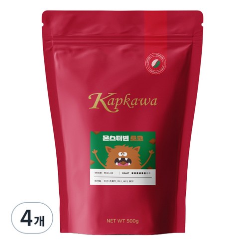 캅카와 몬스터빈 초코 원두커피, 모카포트, 500g, 4개