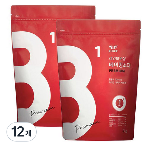 레인보우샵 프리미엄 베이킹소다, 3kg, 12개